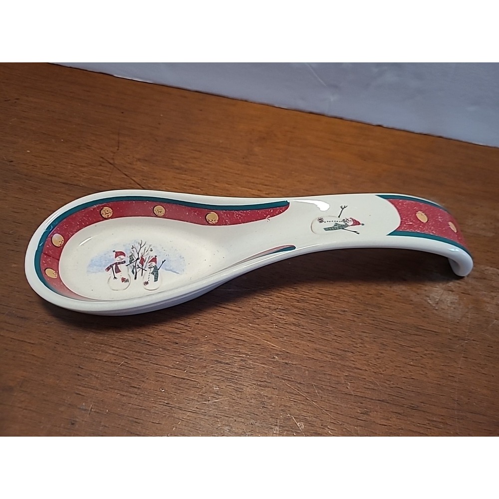 SPOON HOLDER Vintage Collectible‎ Royal Seasons Stoneware Pattern Snowmen